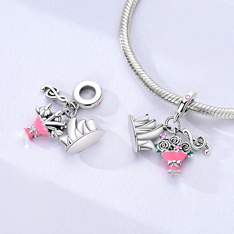 Original Charms Copper Opera House Bouquet Note Pendants Fit Charms Plata Bracelets For Women Jewelry Making Diy Gifts