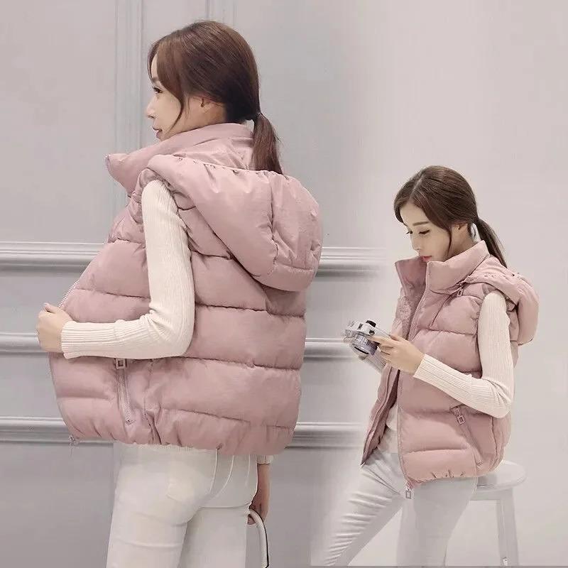 Winter Ärmellose Jacke Damen Kapuzenpullover Daunenweste Entendaunen Puffer Weste Leichte Winddichte Pufferjacke