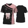 Zahnärzte Shirts O-Ausschnitt personalisierte Krankenschwestern Damen T-Shirt Uniform 3D-Druck Kurzarm Overalls weibliche Oversize Damen Kleidung