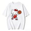 2026 New Summer HelloKitty Cute Graphic Tee Casual Short Sleeve Cotton Top for Women Girls Kawaii Cartoon Print Streetwear
