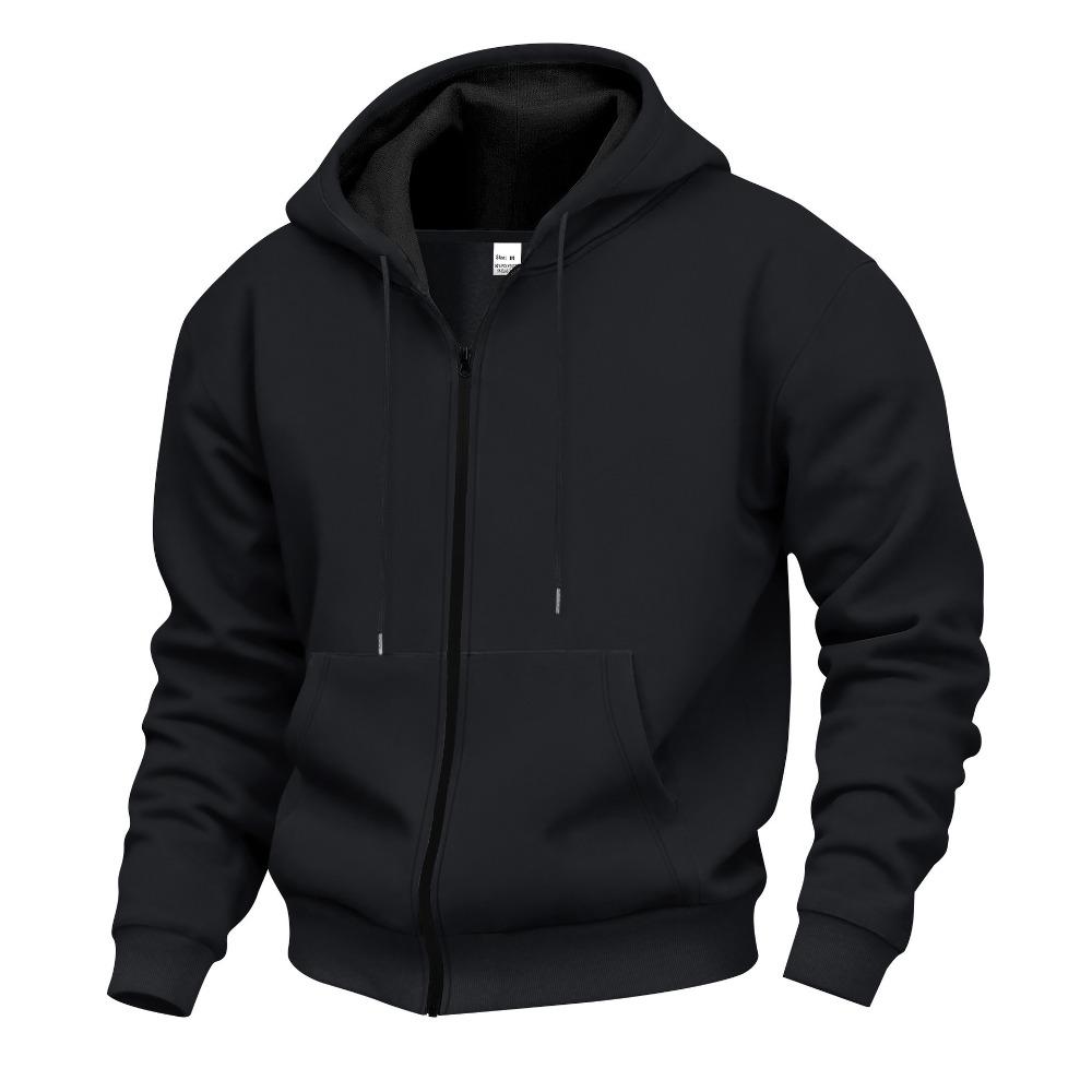 Men's Comfortable Thick Hooded Sweatshirt, Zipper Sports Shirt, Long Sleeved Sweatshirt, Autumn and Winter Season
