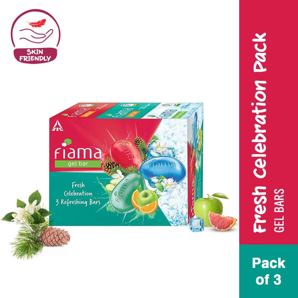 Fiama Gel Bathing Bar Fresh Celebration 125GX3 Unique Moisturizing Soap Bars For All Skin Types