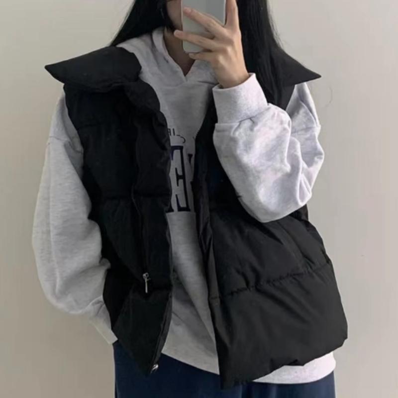 Modă Coreeană Iarnă Veston Cald Căptușit cu Bumbac Femei Guler Înalt Culoare Solidă Versatil Jachetă Casual Drăguță Largă Haine Design Nou