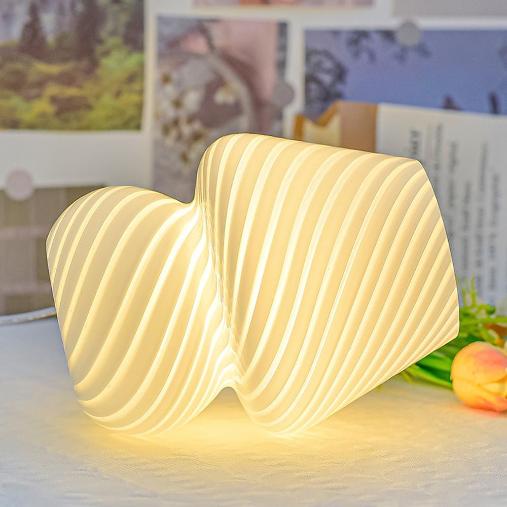 

TA-033 Mushroom Lamp Glass Table Bedside Lamp INS Sleeping Night Light (Not Dimmable) Stripe Blue