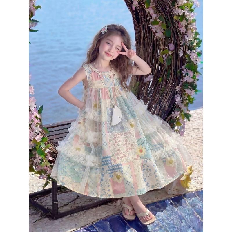 Sweet Floral Dress for Girls - Summer Children s Princess Dress 130