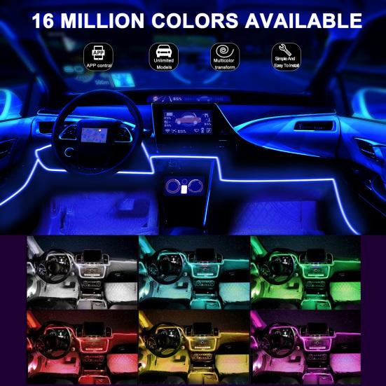 Car LED Strip Lights 5-in-1 Multicolor APP Controlled Car Interior RGB Ambient Light