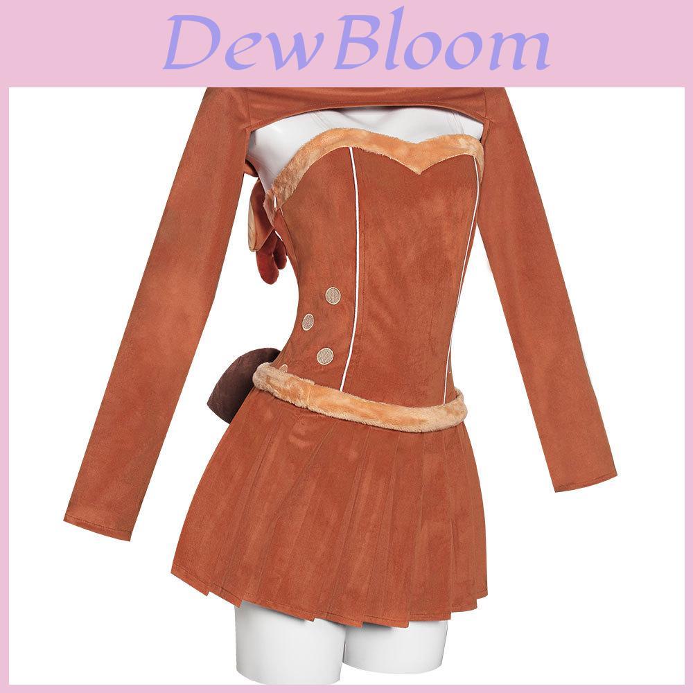 Christmas Reindeer Cosplay Costume With Fuzzy Material For Holiday Parties