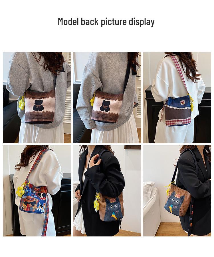 Stylish Kitten Print Underarm Tote: New Cute Cartoon Graffiti Handbag