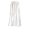 Women's Summer Acetate Satin Wide-Leg High-Waisted Pants with Tie-Up and Drape Design