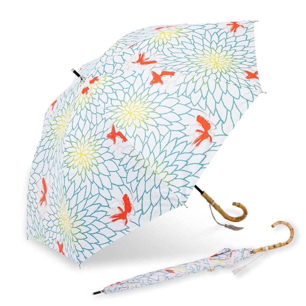 ogawa Parasol with Japanese Goldfish Suitable for All Perfect for Kimono and Summer Festival Kabajirushi Honpo 54353 Women's Pattern, Water-Repellent,