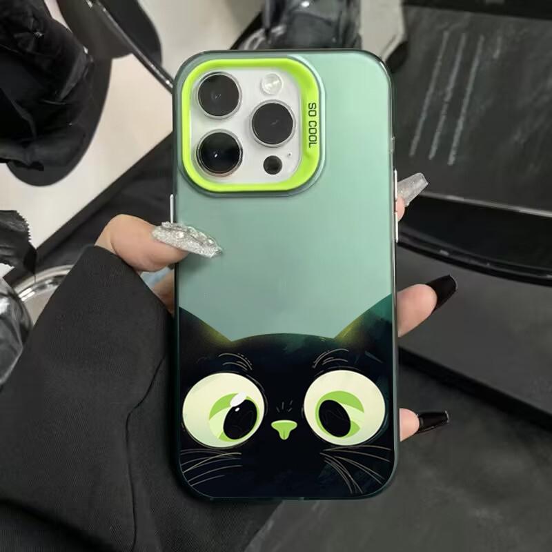 Cute Cartoon Black Cat Phone Case For iPhone 16 15 Pro Max 14 13 12 11 Pro Max XS XR 7 8 Plus Shockproof Silicone Soft TPU Cover