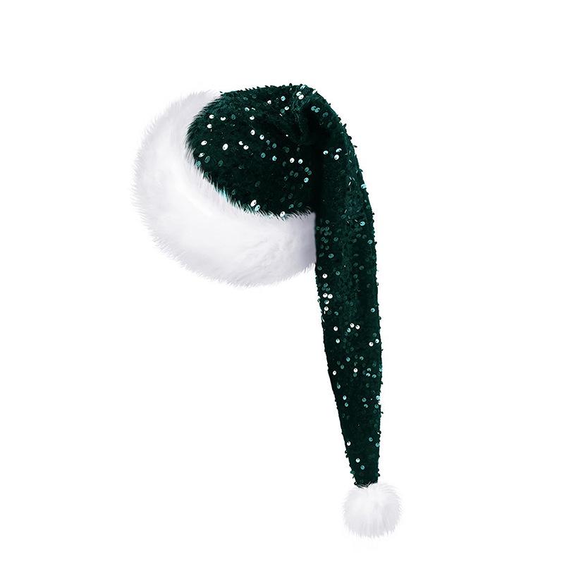 Adult Christmas Sequin Double-Layered Long Fur Hat - Multi-color, Festive Decoration