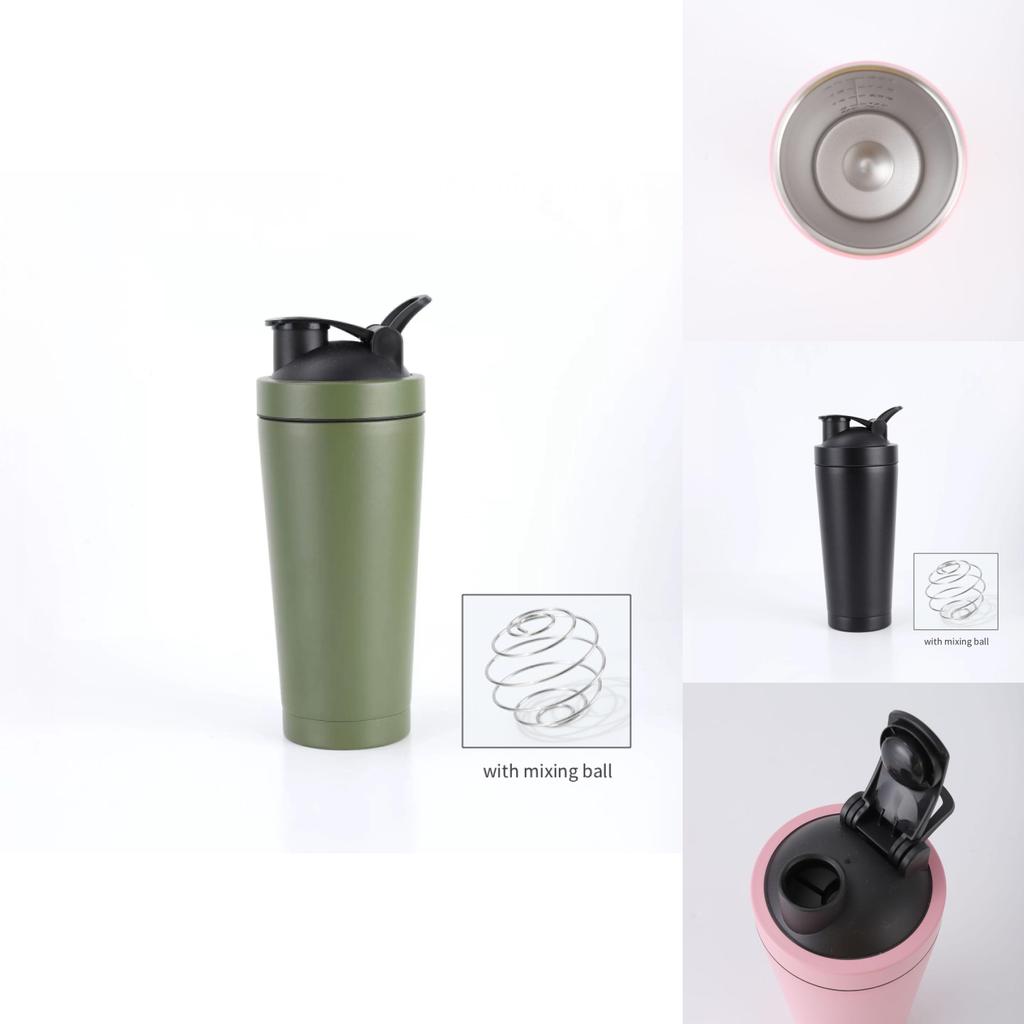 Shaker in Acciaio Inossidabile a Doppio Strato con Pallina Miscelatrice per Appassionati di Fitness
