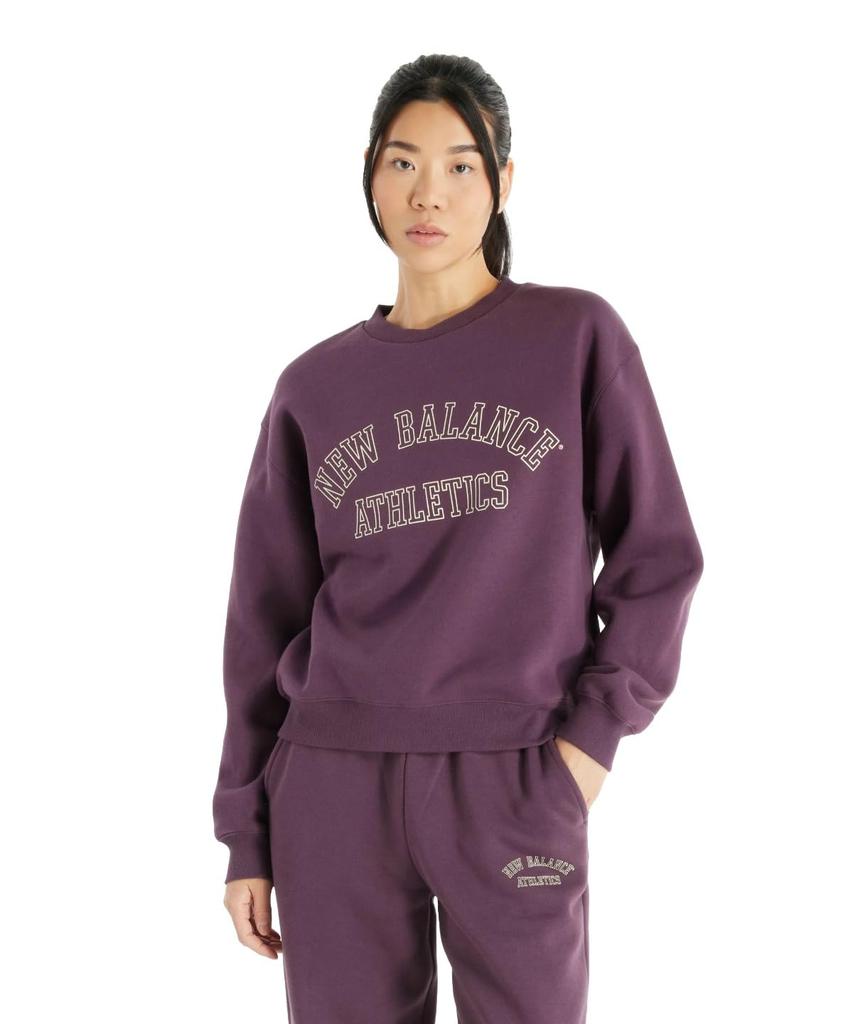 Graphic French Terry Crew PLN [New Balance] Women's (Fleece Lining) (WT43516) (Plum Brown)