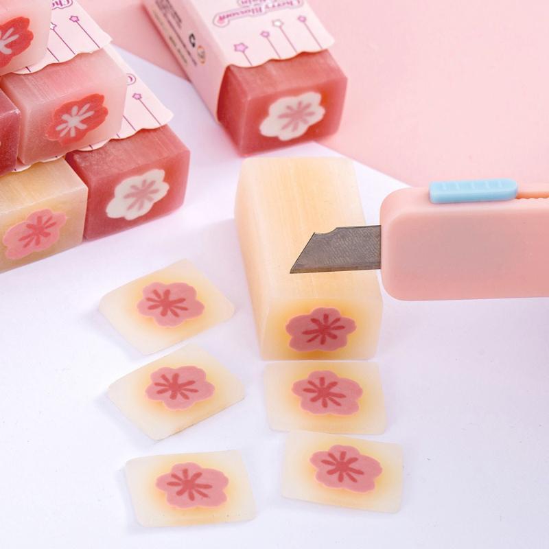 Creative Sakura Sandwich Gift Eraser Childrens Cute High Looking Less Chip Primary Kawai School Students Slicable Stationery