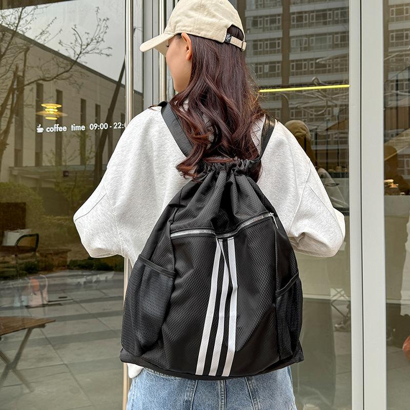 Fashionable Simple Diamond-shaped Dark Pattern Sports Yoga Backpack Outdoor Picnic Basketball Casual Drawstring Backpack