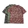 European and American Single Men Summer Cotton Short Sleeve Shirt American Casual Loose Seaside Holiday Floral Print Couple Shirt