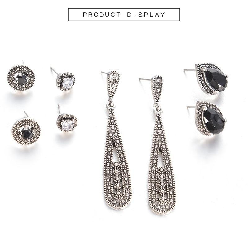 4 Pairs/Set Women Crystal Bohemian Earring Stud Earrings for Women Boucle D'oreille Jewelry Dazzling Cubic Zirconia Opal Brincos