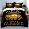 Voiture Jaune Vintage Rétro Classique Ensemble de Literie Housse de Couette Housse de Couette Taies d'Oreiller  (1*Housse de couette 2*Taies d'oreiller, sans couette)