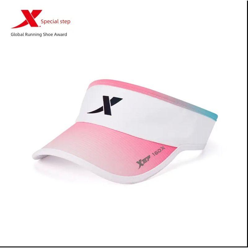 

Xtep Новая китайская гоночная кепка без верха, носимые очки, беговой солнцезащитный козырек, влагопоглощающая кепка без верха White powder