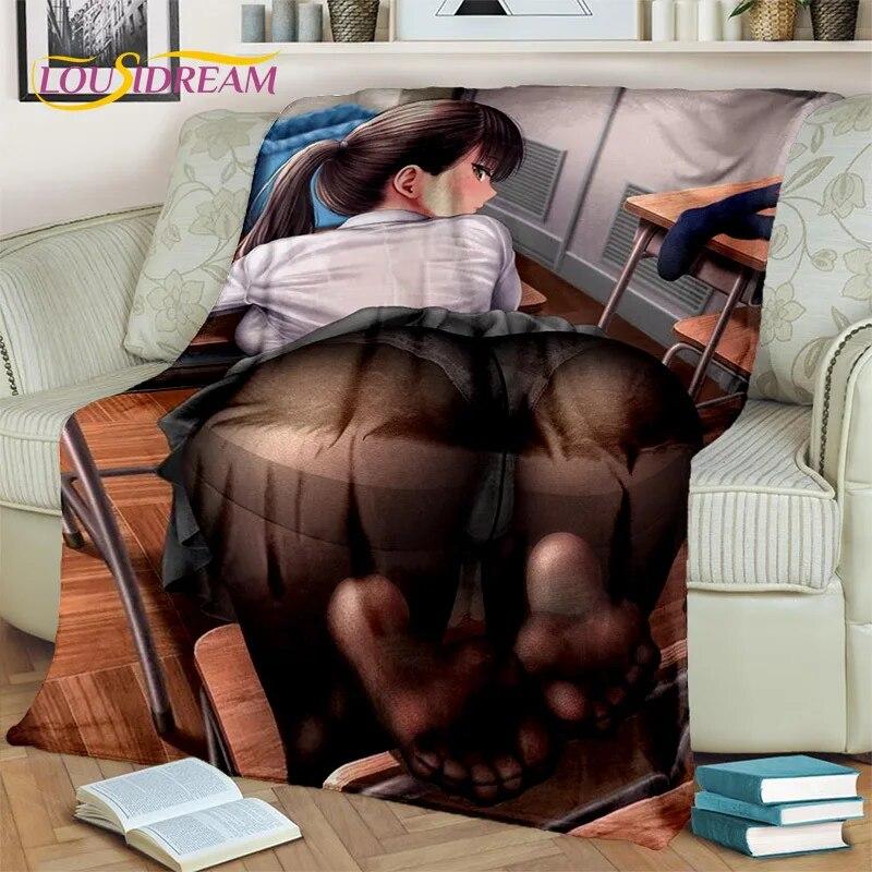 Anime-Spielfigur, sexy Spitze, Mädchen, niedliche Cartoon-Decke, weiche Überwurfdecke für Zuhause, Schlafzimmer, Bett, Sofa, Picknick, Decke, Kinder
