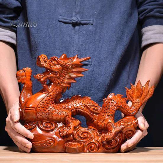Figurines Dragon En Laiton Doré Pour Décoration Intérieure - 22.5x1.9x1.9 Cm, Style Chinois