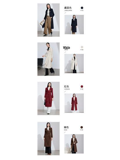 Hepburn Style Double-Breasted Wool Coat for Women - Autumn/Winter French Mid-Length Design