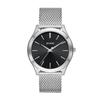 BUREI Men's Analog Quartz Watch, Waterproof, Silver, Milanese Mesh Strap, Popular, Slim, Simple, Black, Stylish, Business, Casual, Men's Watch