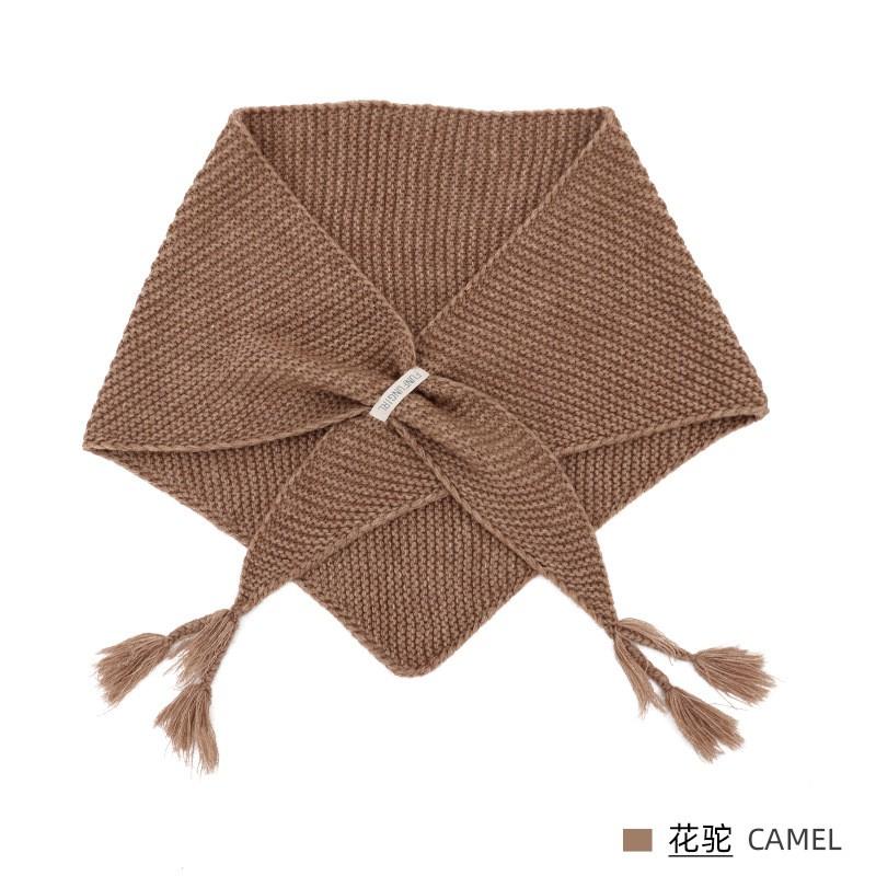 Knitted Wool Blend Scarf - Luxurious Cashmere Feel Triangle Shawl Women Thick Warm Winter Accessory