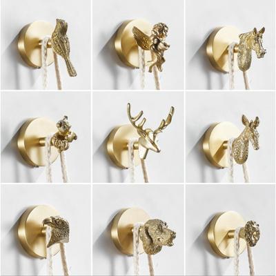 Szczotkowany wieszak na ubrania w kształcie zwierzęcia, wieszak na szlafrok do łazienki, wieszak na ubrania do salonu, wieszak na ręczniki, materiał mosiężny