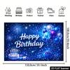 2D Happy Birthday Banner Blue Starry Photography Background