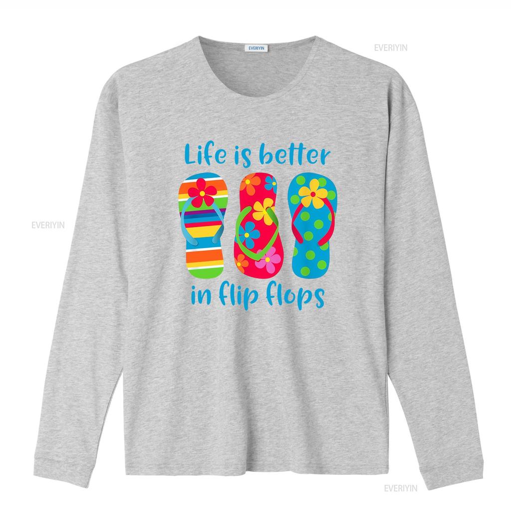 Funny Cartoon Summer Beach Flip Flops Life Is Better Slogan Print Casual T Shirt vintage Washed Top For Everyday Wear