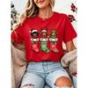 Christmas Dachshund Dog T‑Shirt Women Xmas Stocking Santa Hat Print