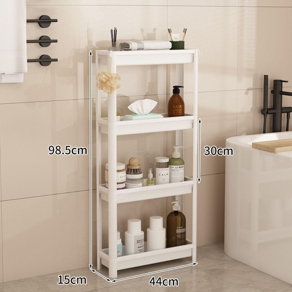 3/4 Tier Slim Rolling Storage Cart Narrow with Rolling Wheels Mobile Shelving Unit Space-Saving Tower Rack Dorm Room