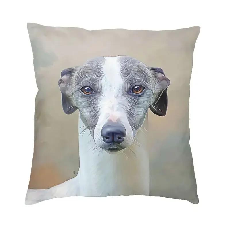 Husă de pernă de lux Greyhound 40x40cm Husă de pernă moale pentru câine Whippet Sihhound pentru canapea Decorare pătrată pentru mașină