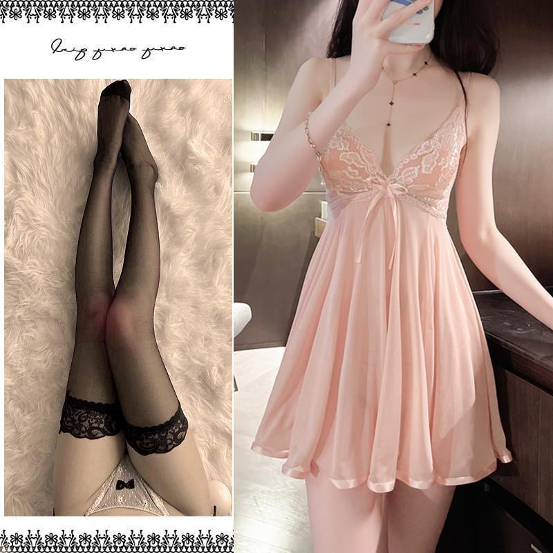 Sexy Lace Camisole Nightdress Set: Enhances Bust, See-Through Lingerie for Women