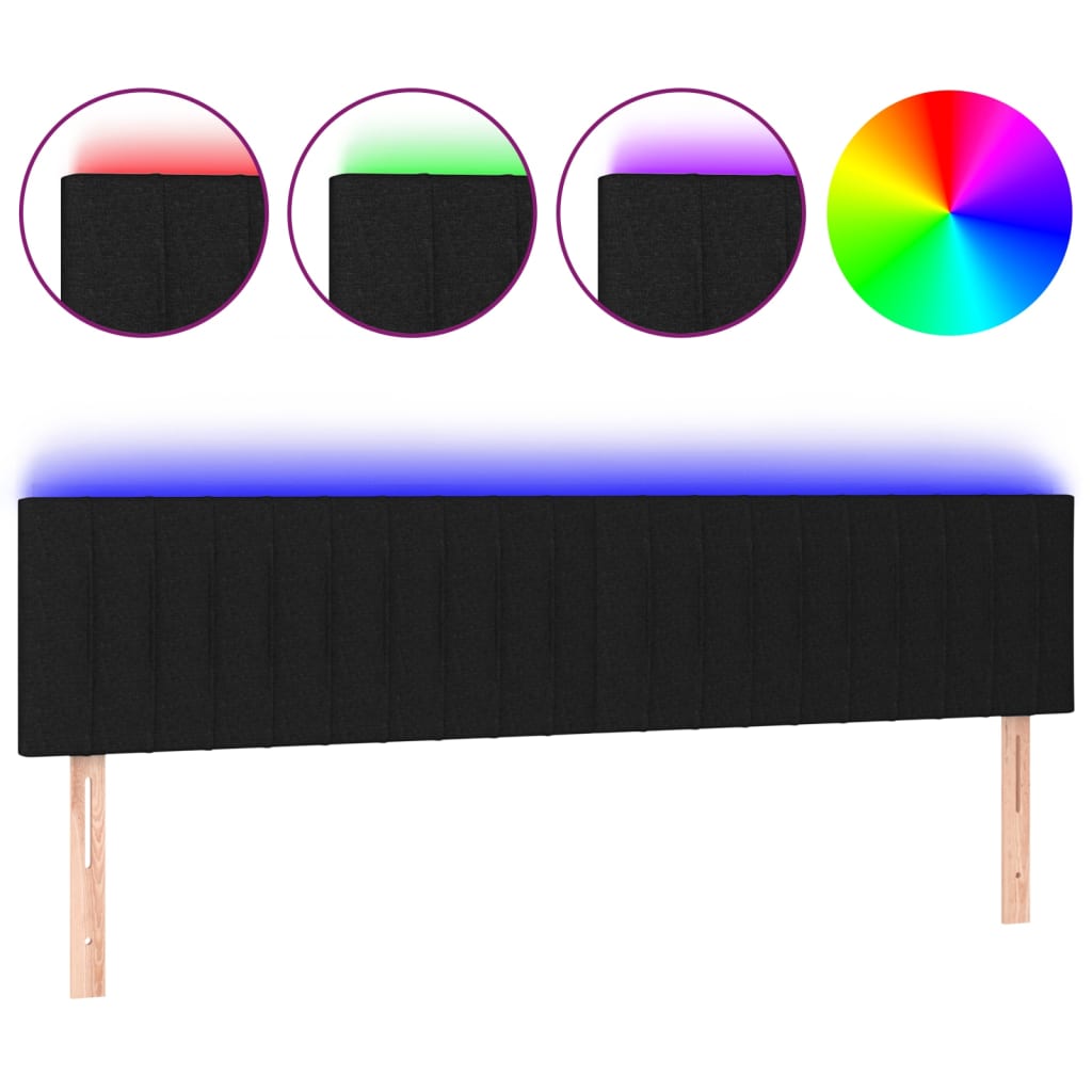 Vidaxl Zagłówek Do Łóżka Z Led, Czarny, 200X5X78/88 Cm, Tkanina