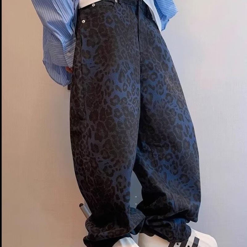 

Мужской летний камуфляжный комбинезон с широкими штанинами — модный американский уличный стиль M синий