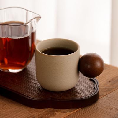 Vintage Ceramic Mug Set with Wooden Handle & Saucer 150ml Capacity Heat Retaining Coffee Cup for Home Office Elegant Gift for Coffee Lovers