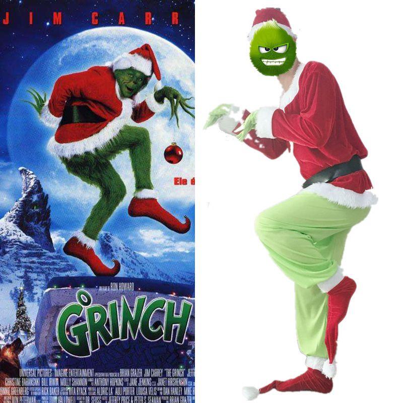 Auffälliges Grinch Cosplay Kostümset für Halloween-Maskeraden