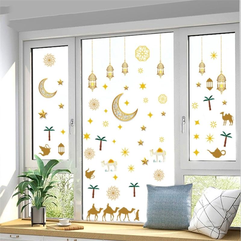 Festive Eid Wall Sticker Wall Decals for Eid Celebration Ornament Easy To Apply PVC Decal No Traces Left Behind