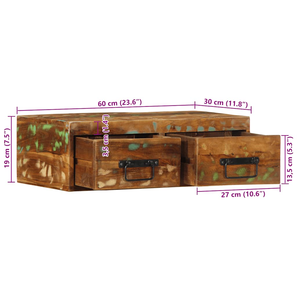 Wall Mounted TV Cabinet 60 X 30 X 19 Cm Solid Reclaimed Wood