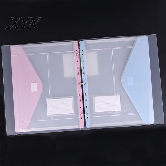 A4 Document Organizer Bag 11 Hole Expandable Binder Folders for 2/3/4 Ring Pouch, Plastic Envelopes 11-hole Pocket with Snap Button & Label,