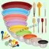 American-Style Silicone-Lidded Salad Bowl Set - Stainless Steel, Multi-purpose for Cooking, Baking, and Egg Beating.