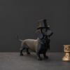 jijijing 3D Printed Gentleman Dachshund Figurine, Elegant Dog Sculpture Desktop Ornament, Solid Matte Black Art Statue for Home Office Decor Gift