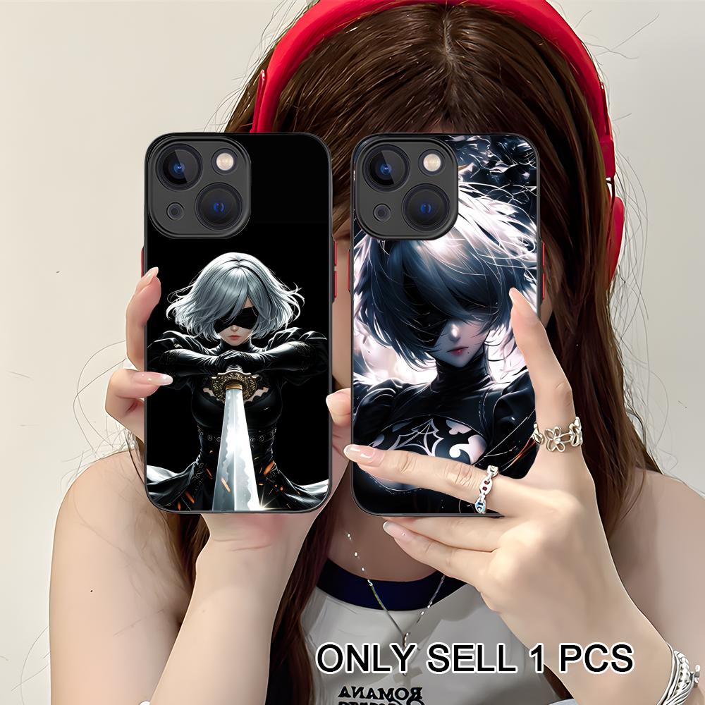 Anime Nier 2B Silicone Mobile Phone Case for iPhone 17 16 15 14 13 12 11 X XR XS Air Pro Max Plus Mini Colorful Cover