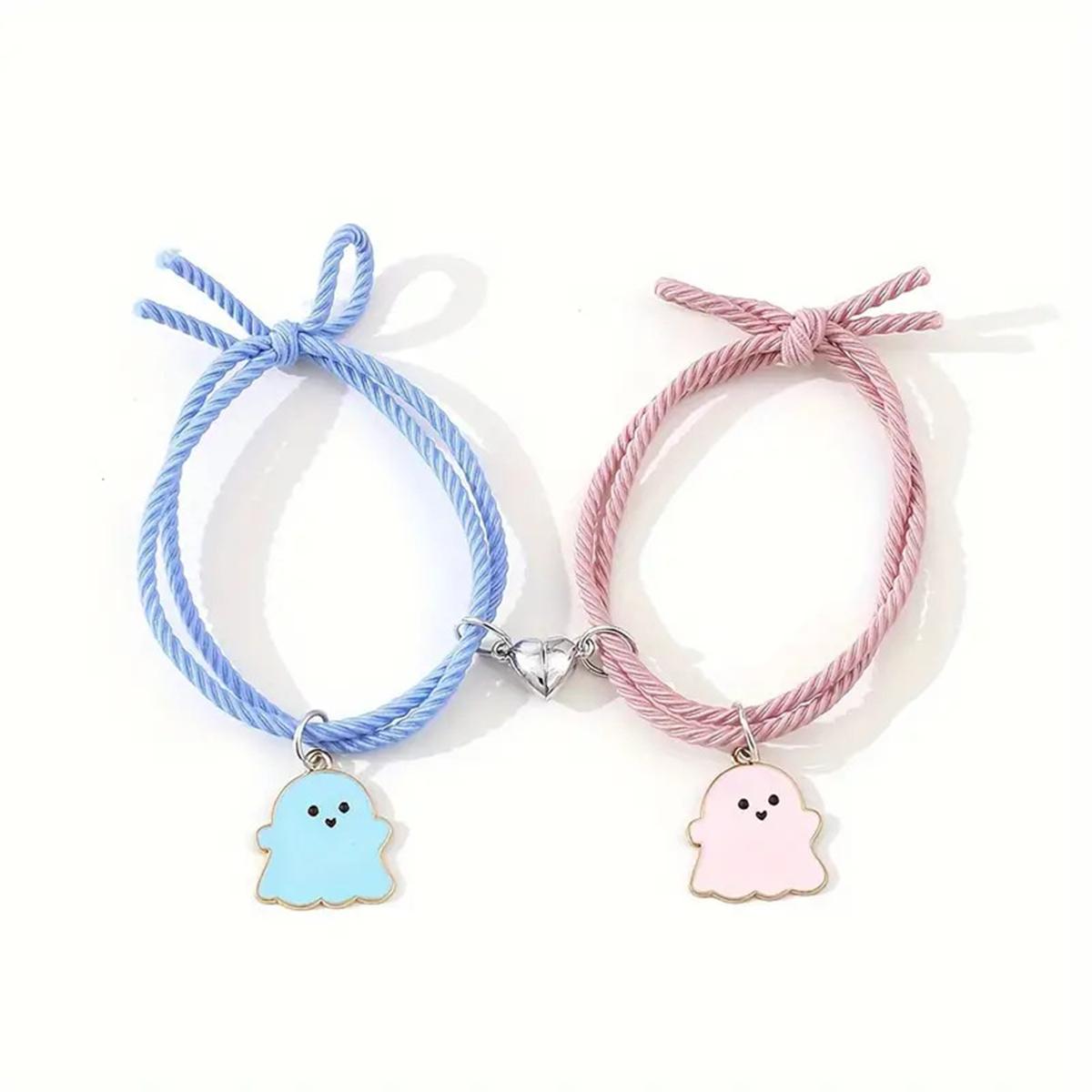 

Парный браслет, Браслет с подвеской в виде привидения, Два магнитных браслета в форме сердца, Браслет притяжения в форме сердца на Хэллоуин