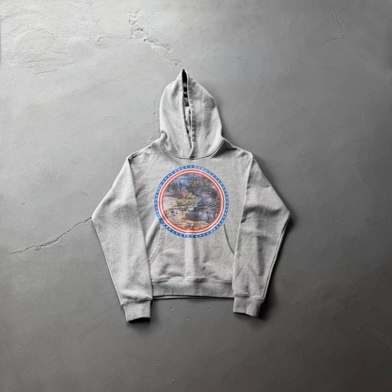 Mens Heavyweight Hooded Sweatshirt With Cross