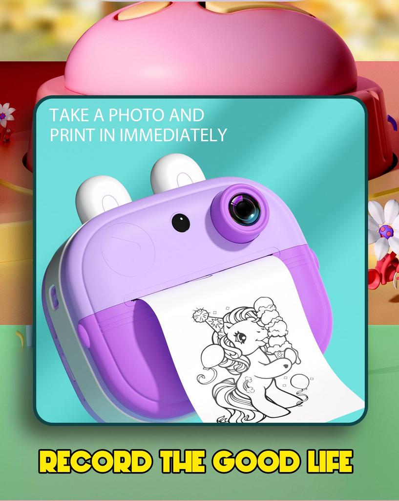Q9 Kids' Instant Print Camera: HD Photo, Video Recording, One-Click Print, Cartoon Design, Perfect Gift