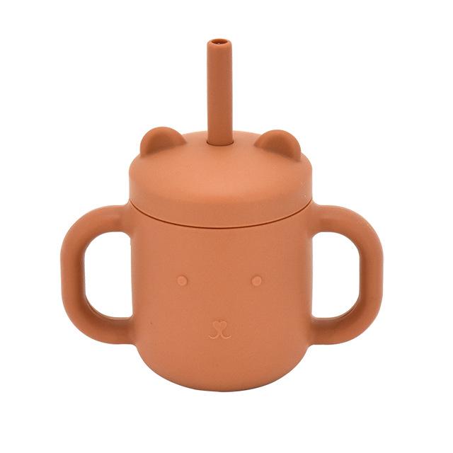 Leak-Proof Silicone Baby Training Straw Cup 150ml оранжевый